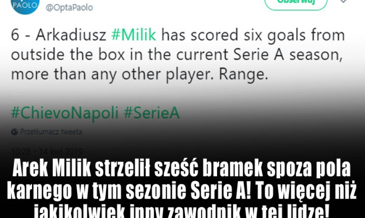 Niesamowite osiągnięcie Arka Milika w Serie A